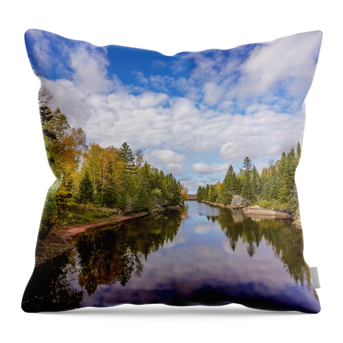 Reservoir Throw Pillow featuring the photograph Reflections at Thomson Reservoir by Susan Rydberg