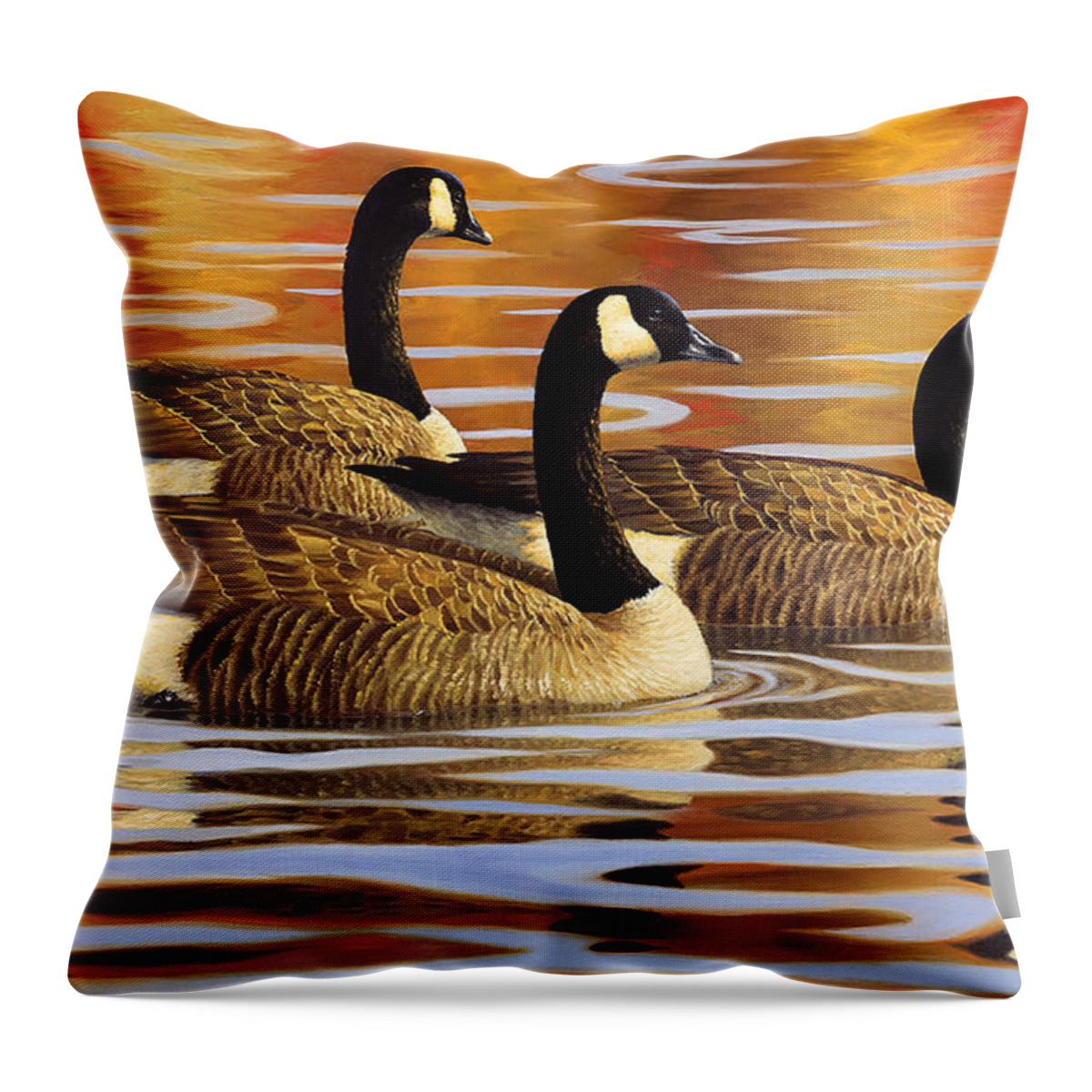 Geese Throw Pillow featuring the painting Reflections by Guy Crittenden