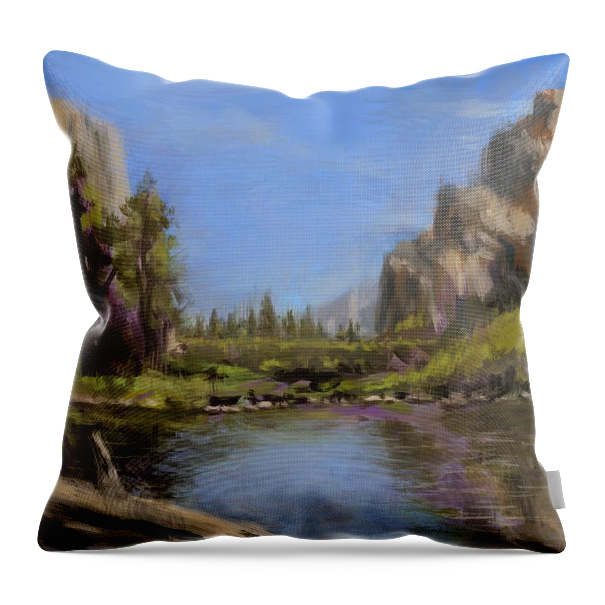 Landscape Throw Pillow featuring the painting Reflections by Larry Whitler