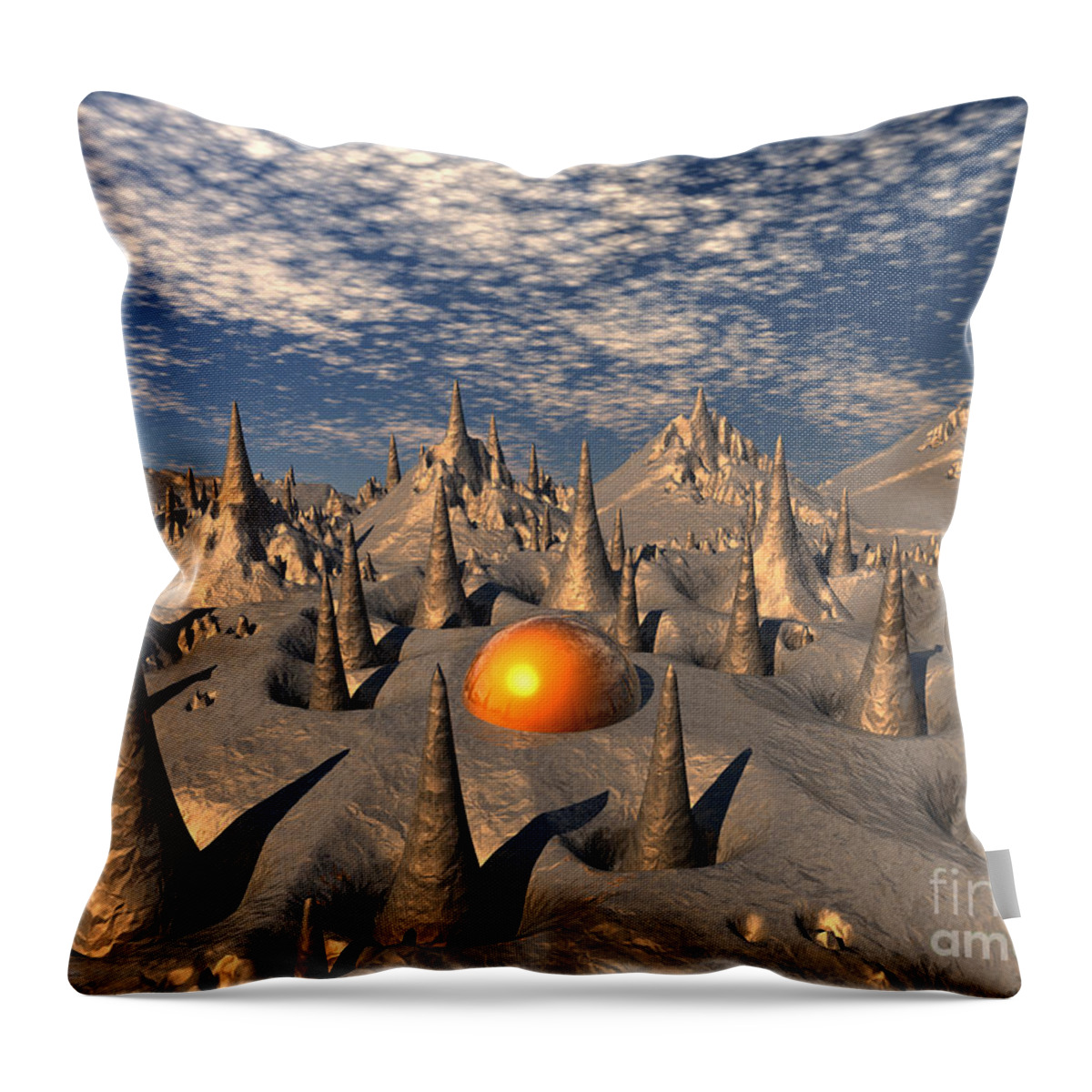 Sci Fi Throw Pillow featuring the digital art Reflections of Another World by Phil Perkins