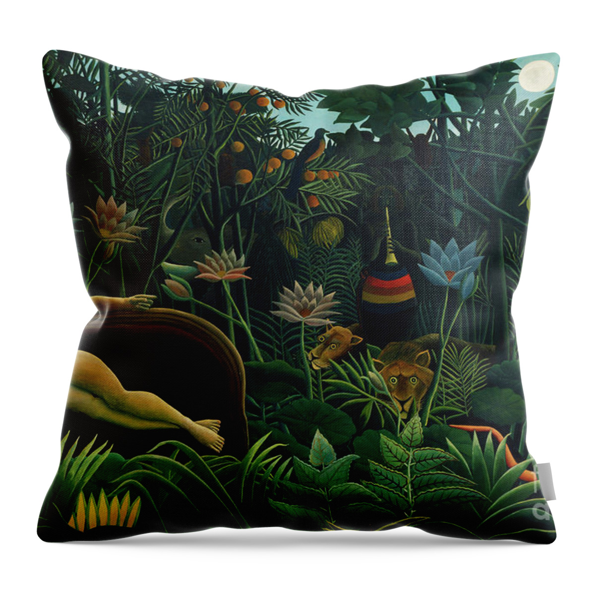 Wingsdomain Throw Pillow featuring the painting Remastered Art The Dream by Henri Rousseau 20220108a by - Henri Rousseau