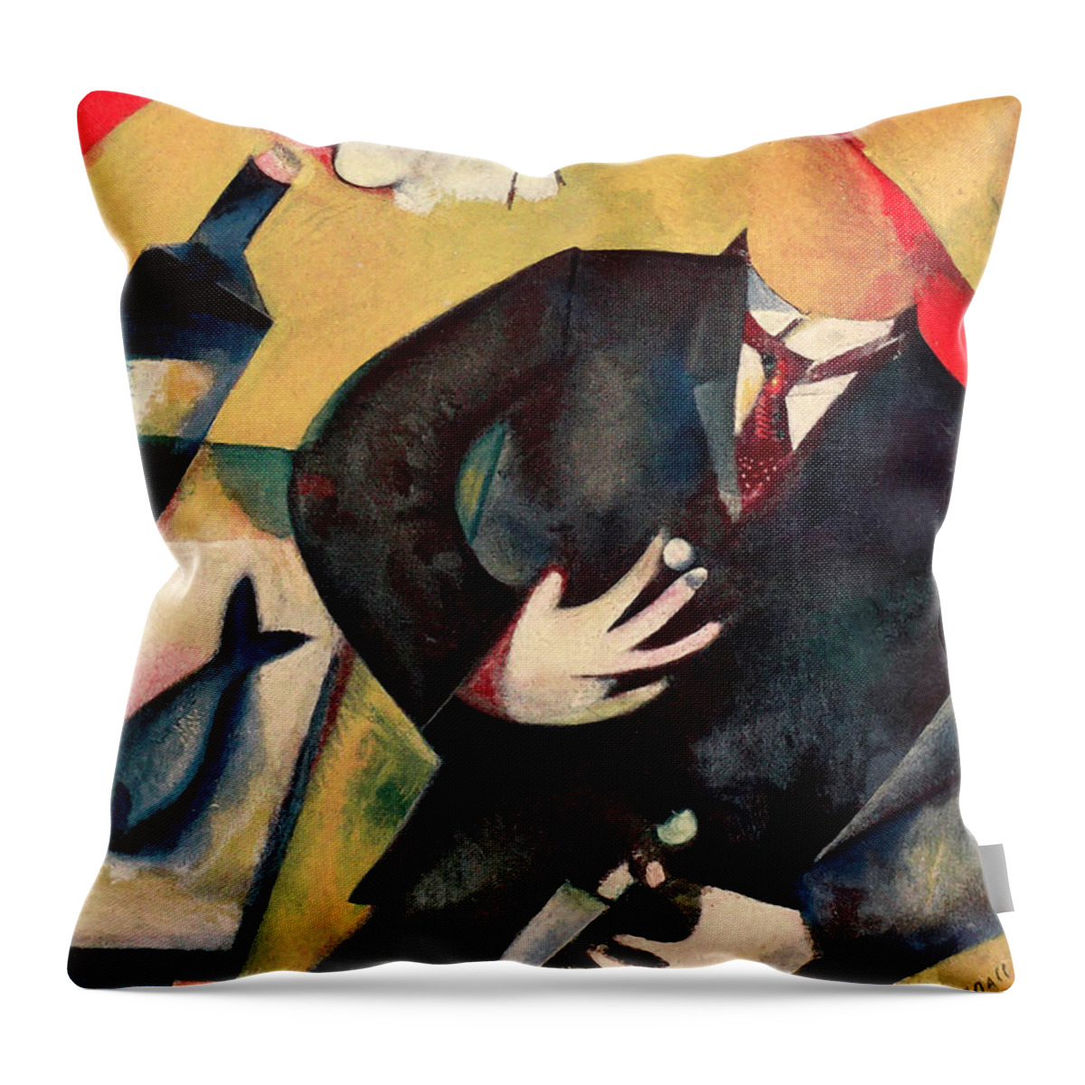 Wingsdomain Throw Pillow featuring the painting Remastered Art The Drunkard by Marc Chagall 20220115 v2 by Marc Chagall