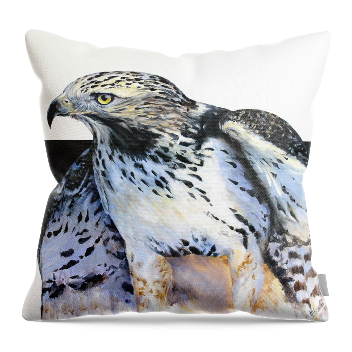 Hawk Throw Pillow featuring the painting Remembering Blanco by Mary McCullah