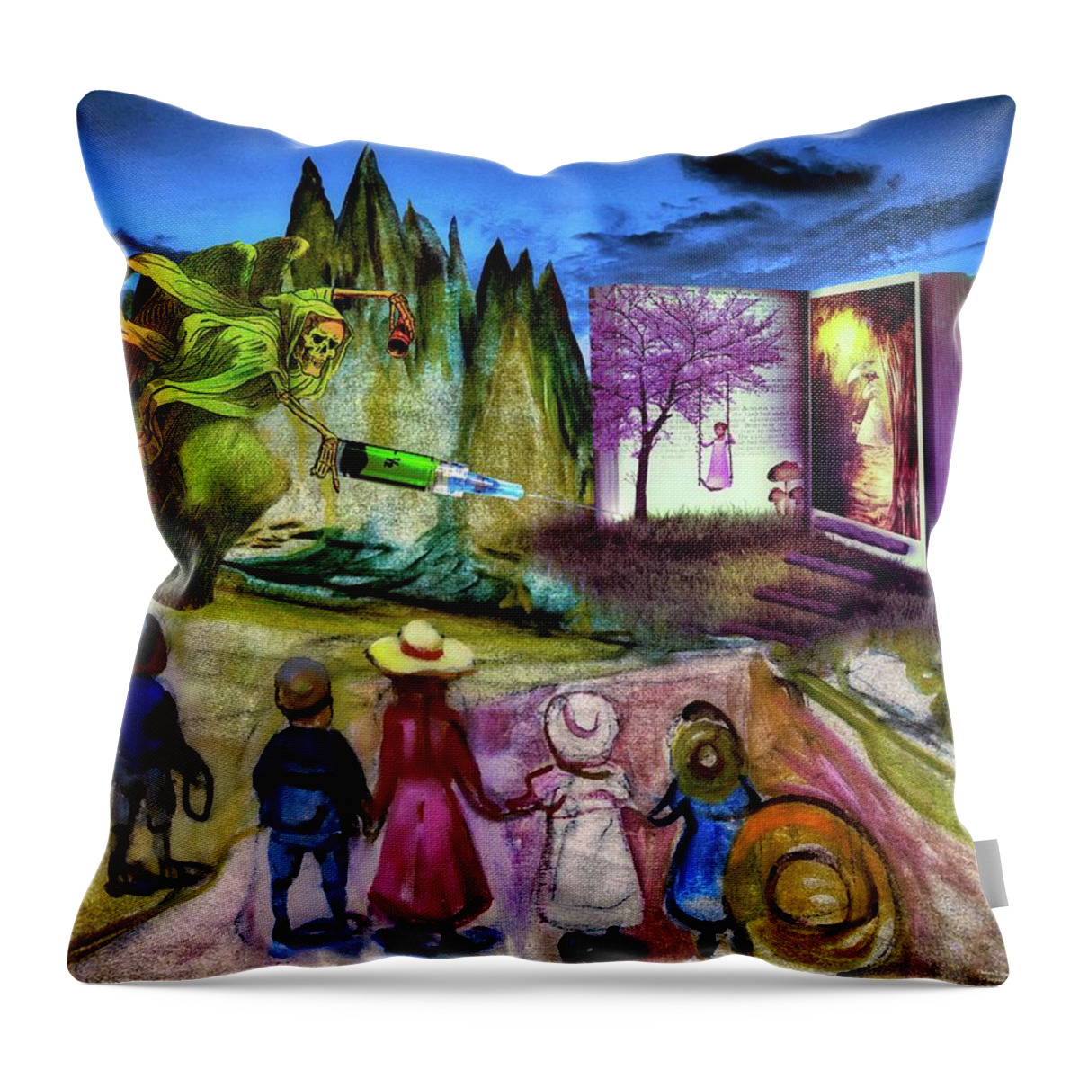 Children Throw Pillow featuring the digital art Remembering Covid by Norman Brule