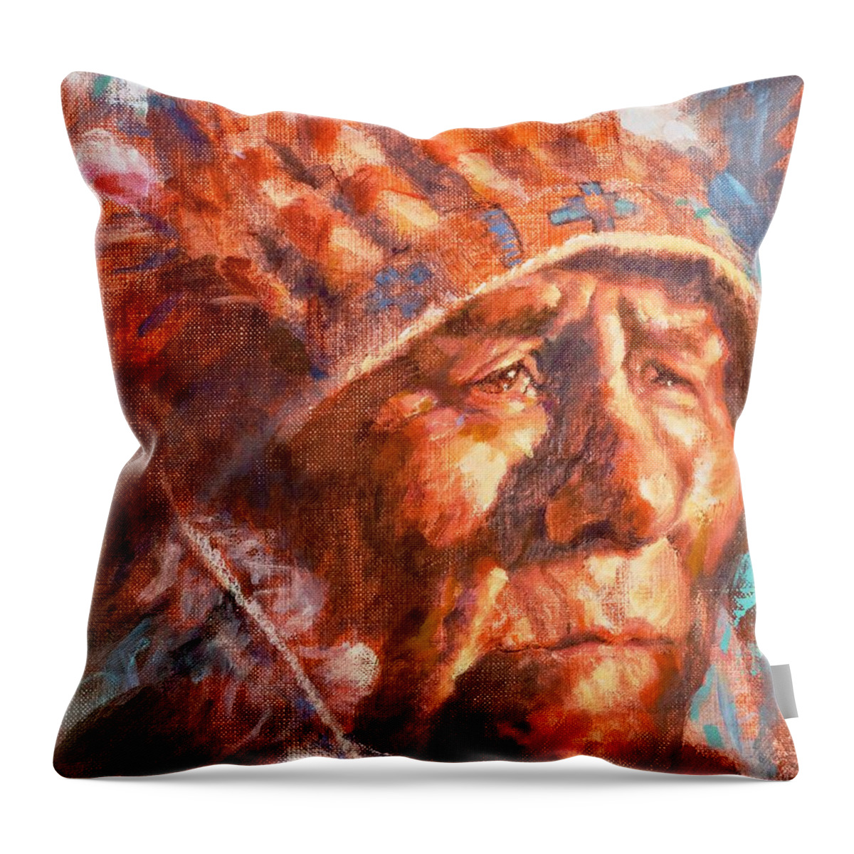 Native American Throw Pillow featuring the painting Remembrance of Things Past by Ellen Dreibelbis