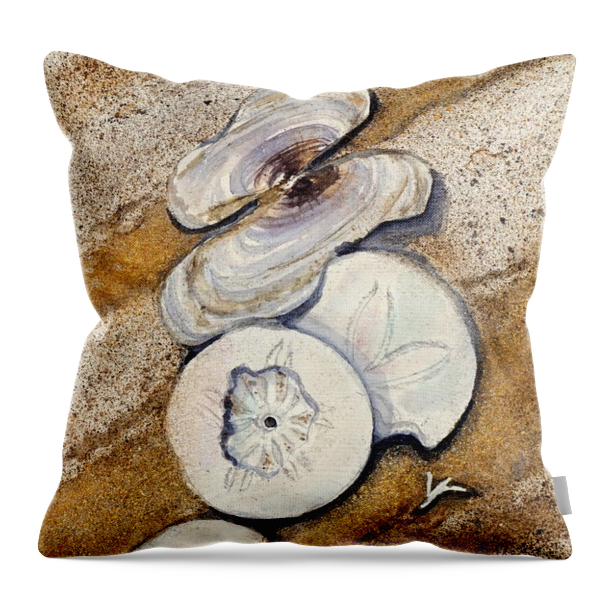 Shells Throw Pillow featuring the painting Remnants by Anna Jacke