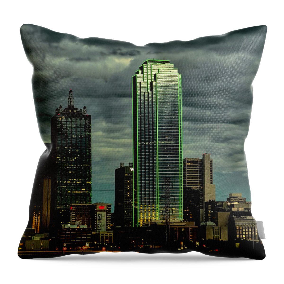 Diana Throw Pillow featuring the photograph Renaissance Tower and Bank of America Plaza by Diana Mary Sharpton