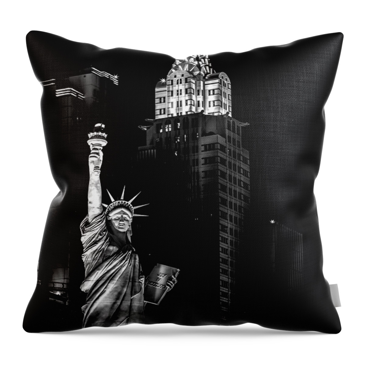 Statue Of Liberty Throw Pillow featuring the photograph Replica Of Freedom by Az Jackson