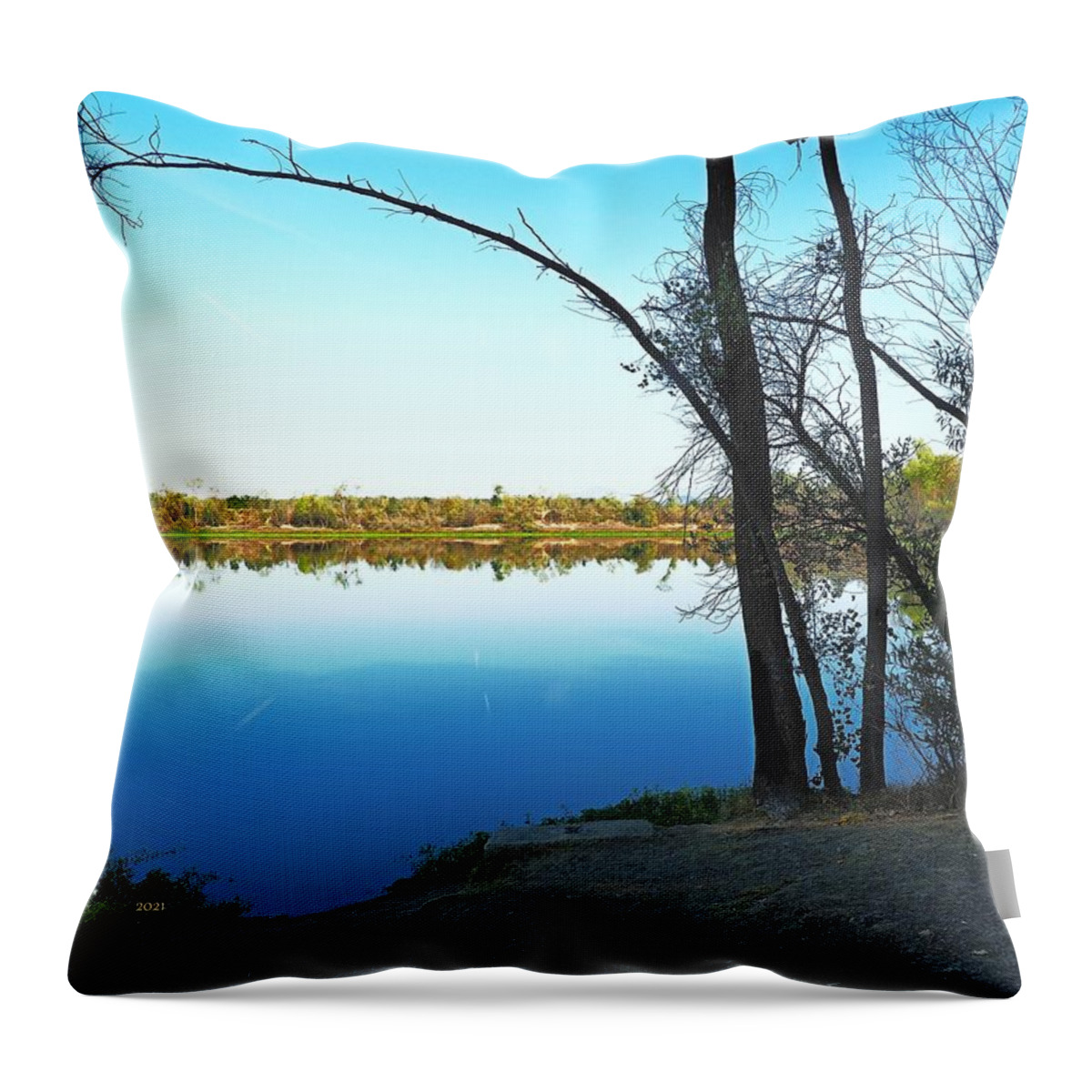 Lake Throw Pillow featuring the photograph Retired Gravel Pit by Richard Thomas