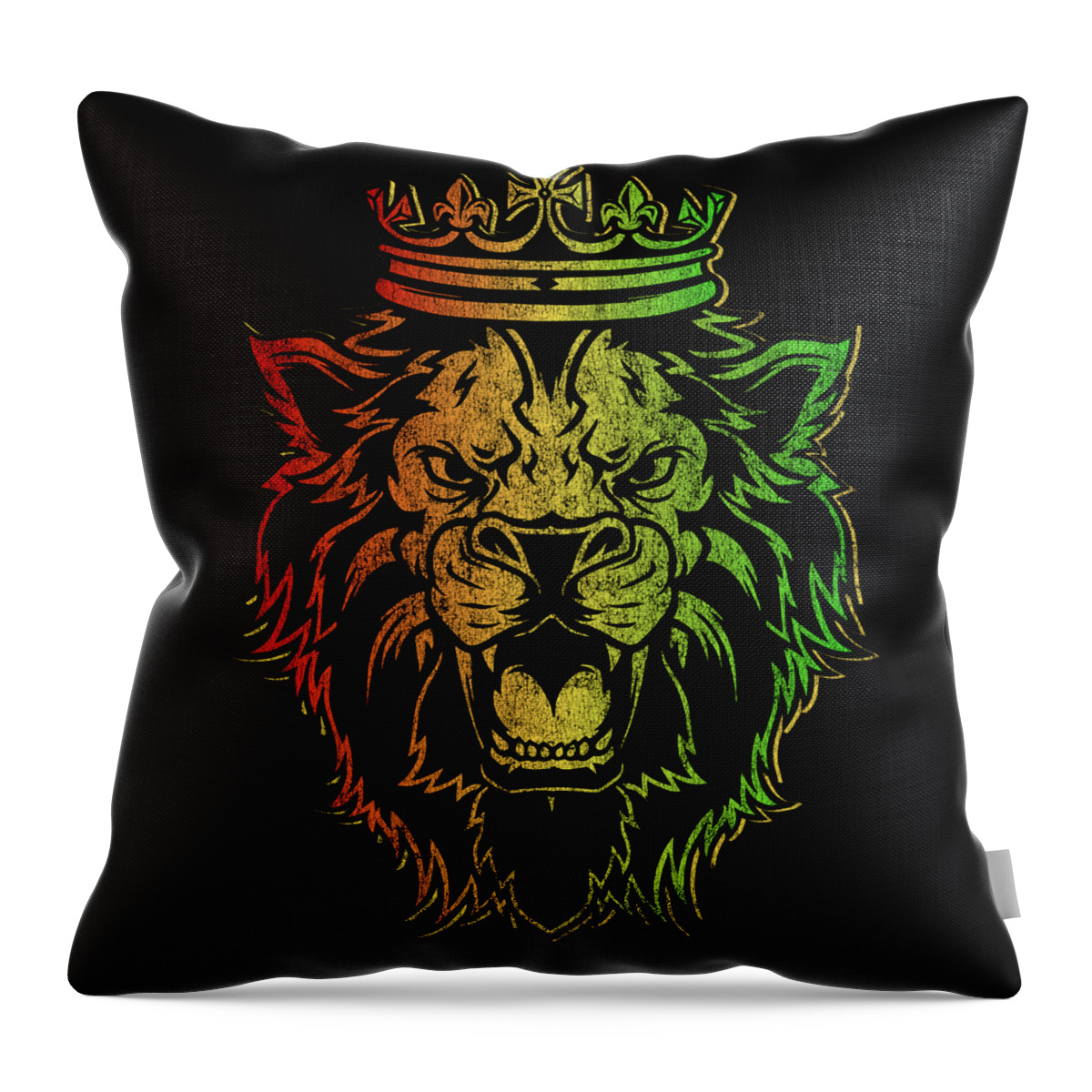 Cool Throw Pillow featuring the digital art Retro Lion of Judah Rastafarian by Flippin Sweet Gear