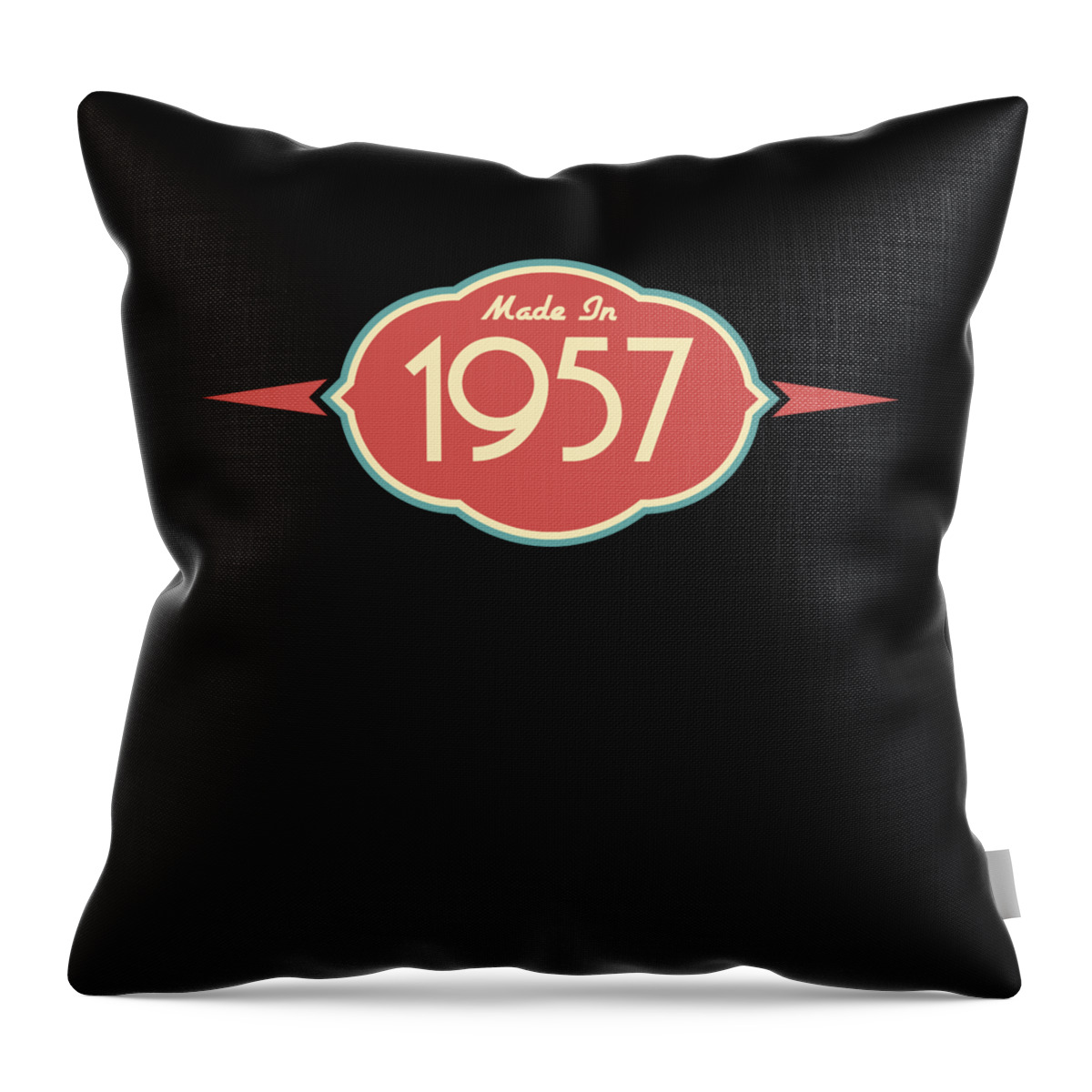 Funny Throw Pillow featuring the digital art Retro Made In 1957 by Flippin Sweet Gear