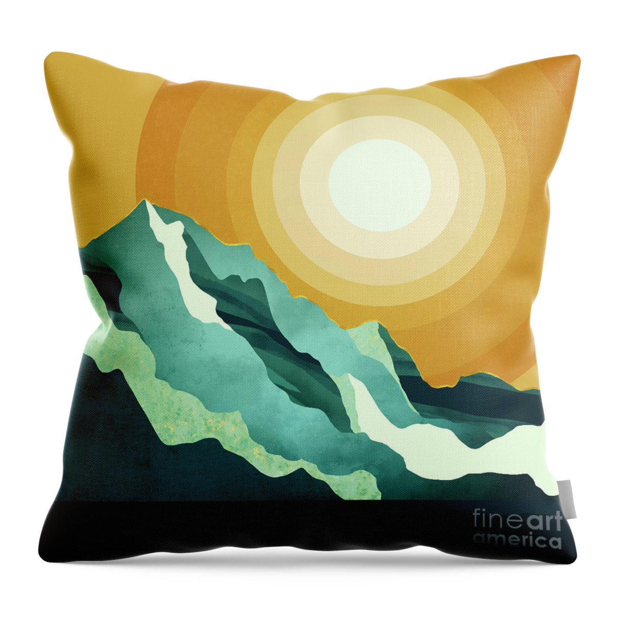 Retro Throw Pillow featuring the digital art Retro Mountain Sunset by Spacefrog Designs