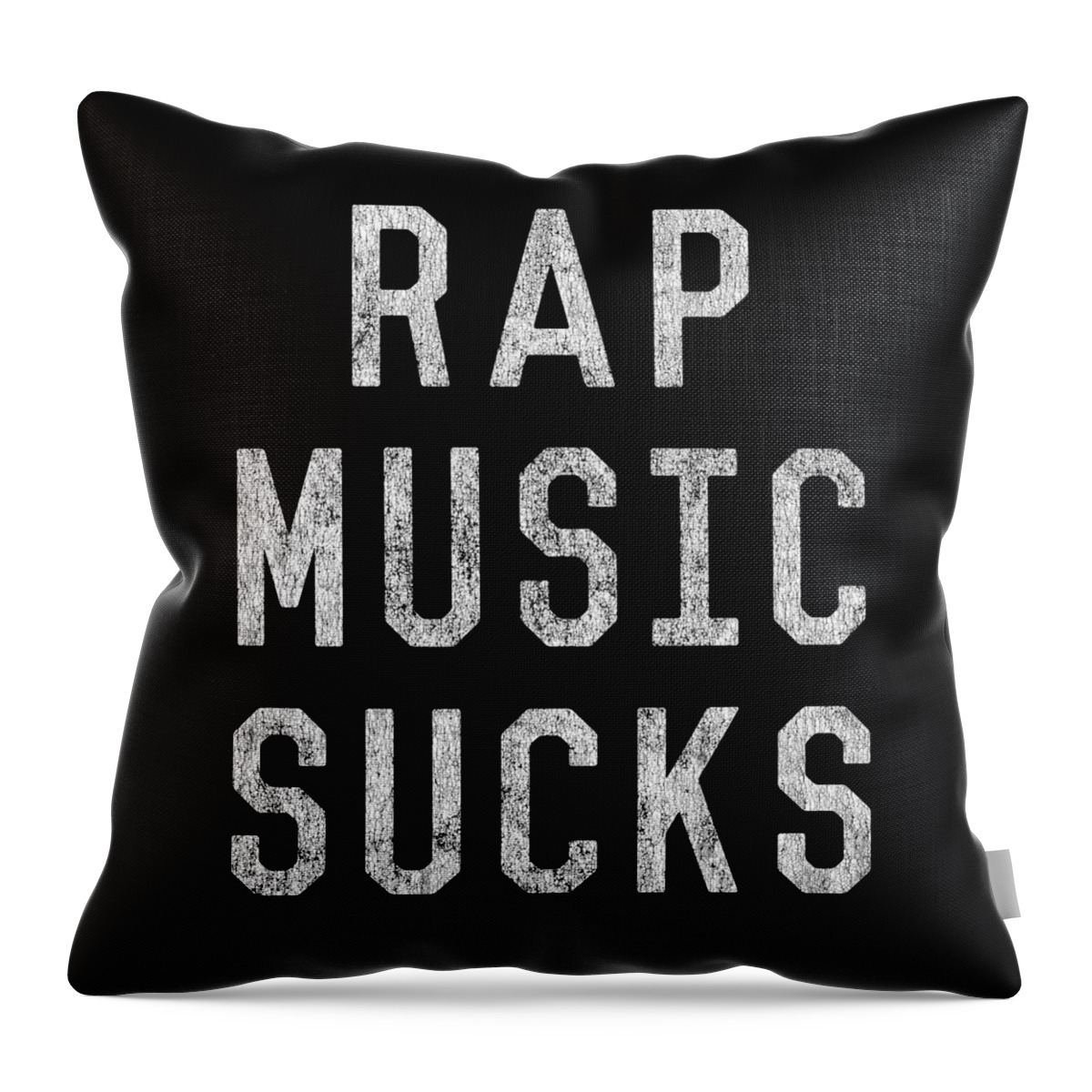 Funny Throw Pillow featuring the digital art Retro Rap Music Sucks by Flippin Sweet Gear