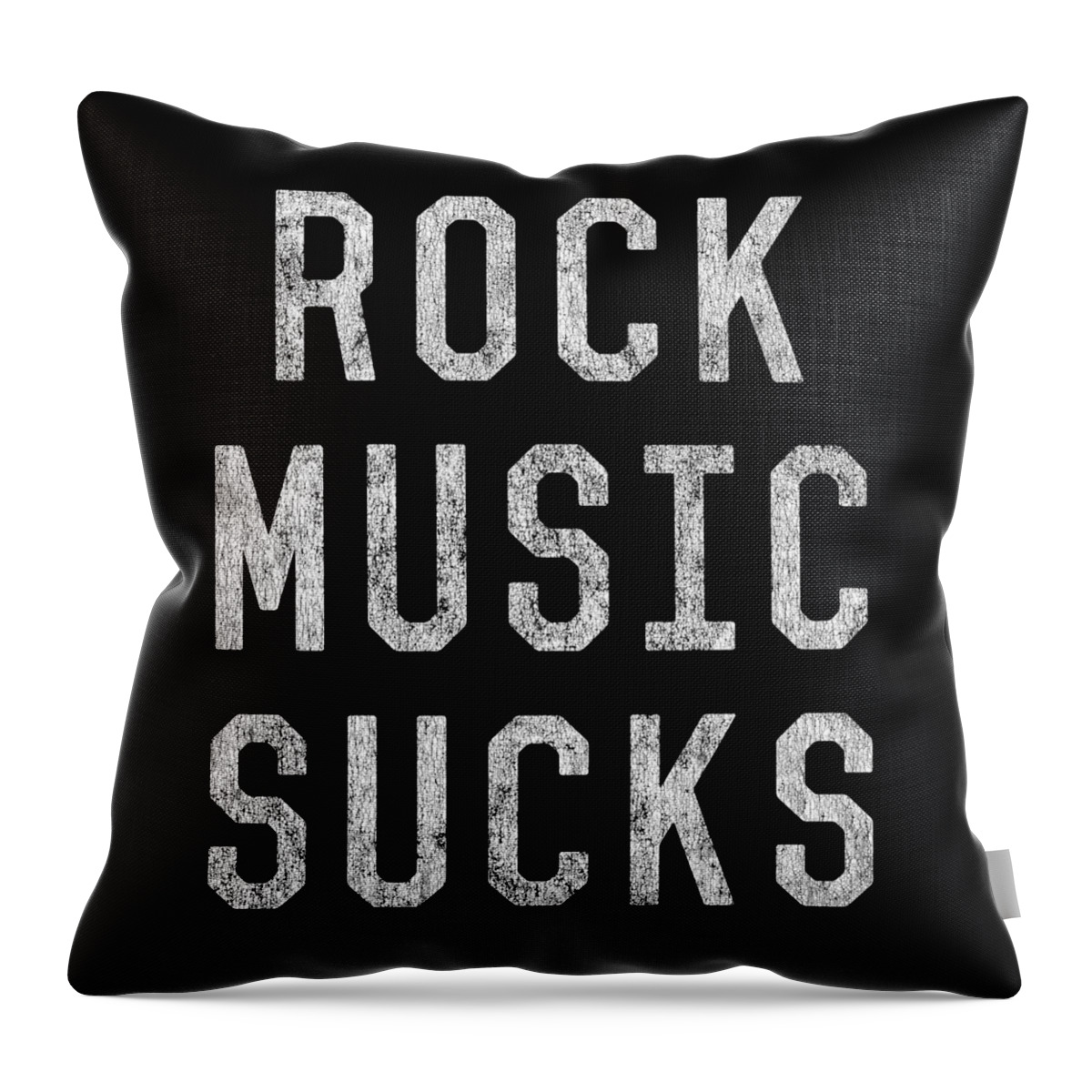 Funny Throw Pillow featuring the digital art Retro Rock Music Sucks by Flippin Sweet Gear