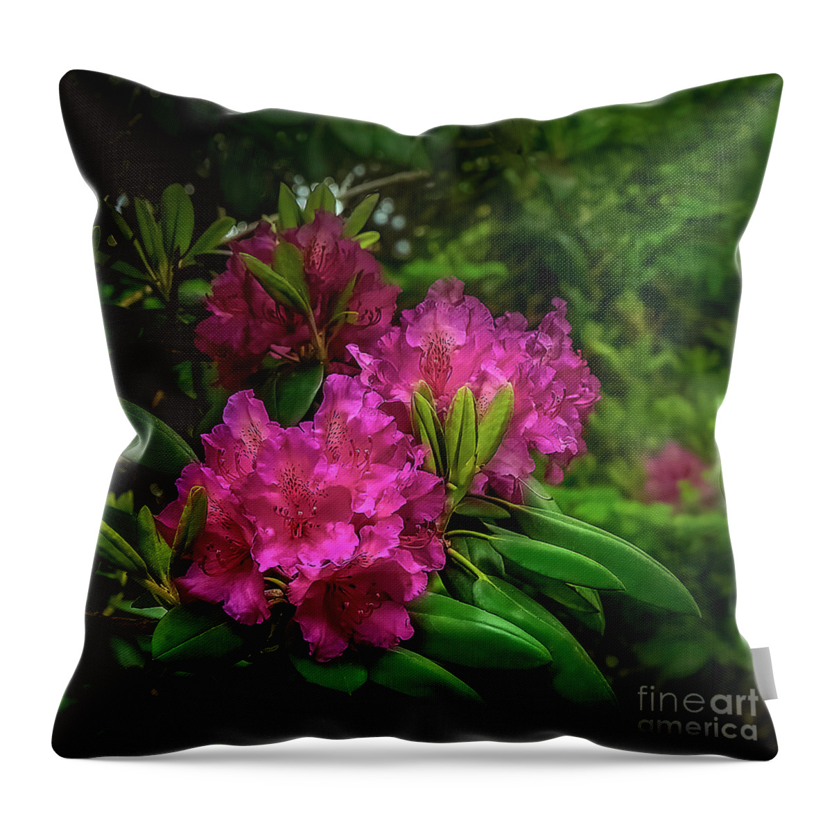 Rhododendron Throw Pillow featuring the photograph Rhododendrons in hiding... by Shelia Hunt