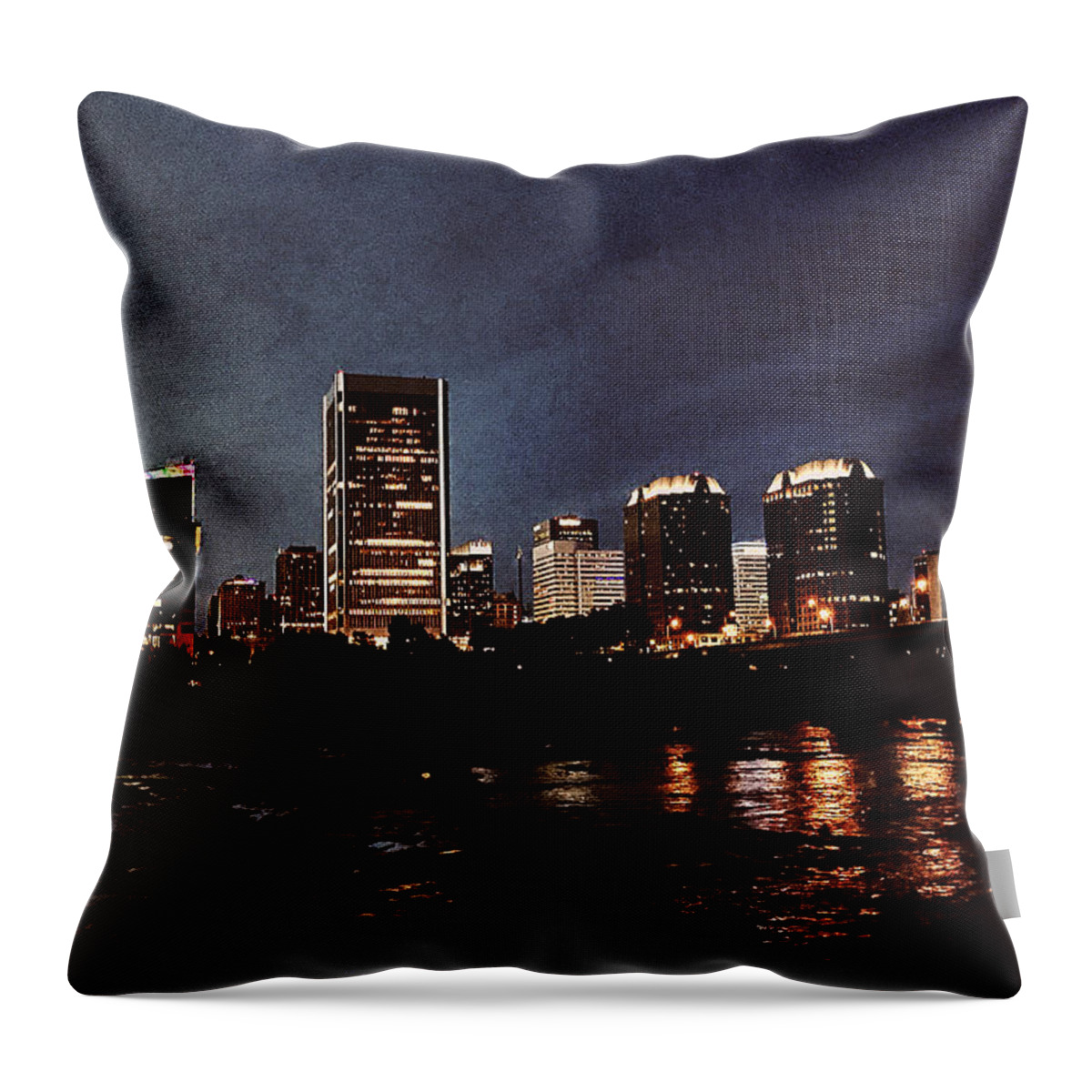  Throw Pillow featuring the photograph Richmond VA at night by Stephen Dorton