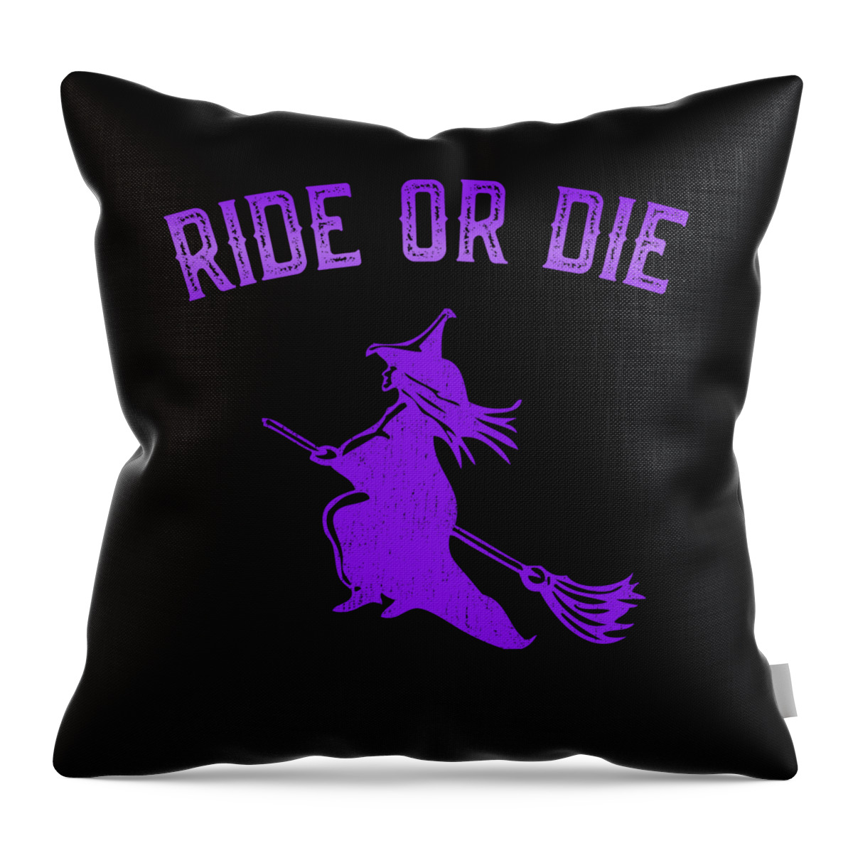 Retro Throw Pillow featuring the digital art Ride or Die Witch by Flippin Sweet Gear