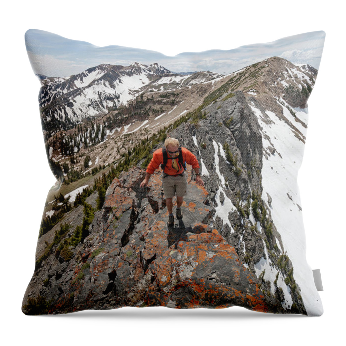 Utah Throw Pillow featuring the photograph Ridge Hiker - Devils Castle - Alta, Utah by Brett Pelletier