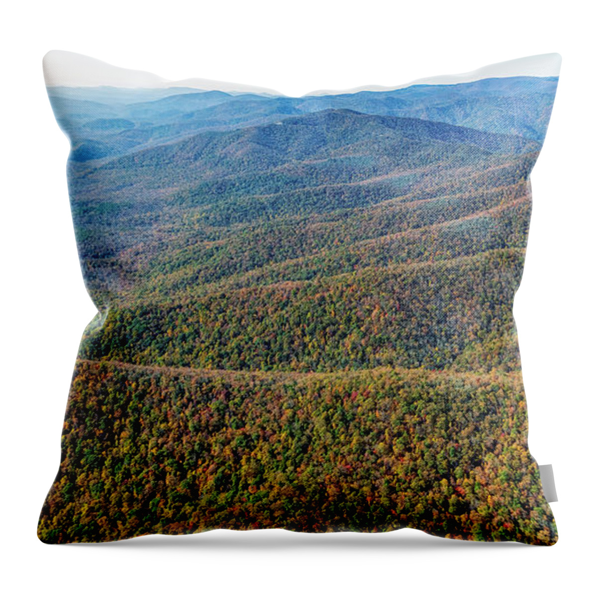 Pisgah National Forest Throw Pillow featuring the photograph Ridgelines Along the Blue Ridge Parkway in Pisgah National Forest by David Oppenheimer