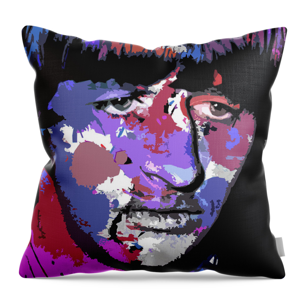 Psychedelic Throw Pillow featuring the digital art Ringo Starr psychedelic portrait by Movie World Posters