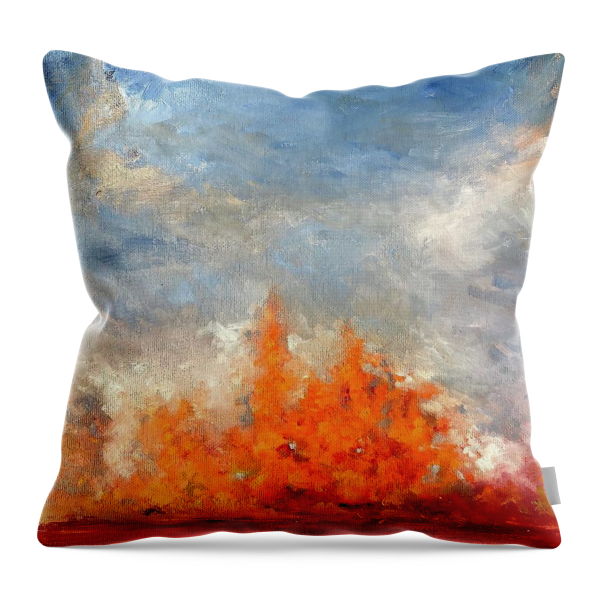 Waterside Throw Pillow featuring the painting Riparian Orange by Roger Clarke
