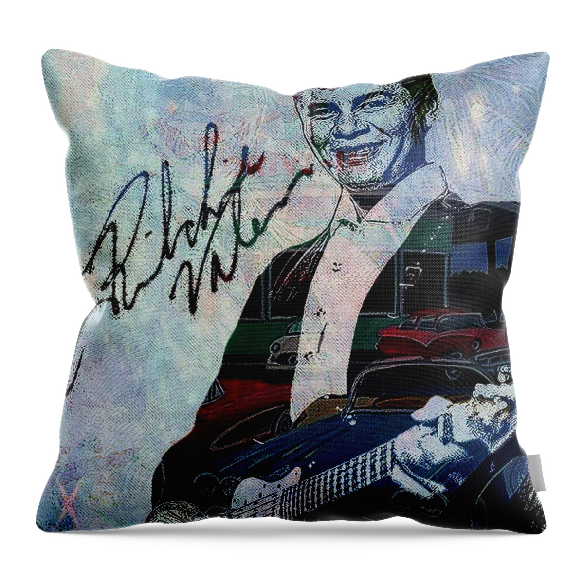  Throw Pillow featuring the digital art Ritchie Valens by Bob Smerecki