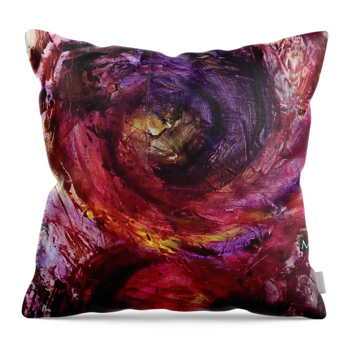 Abstract Art Throw Pillow featuring the painting Ritual Unfolds by Rodney Frederickson