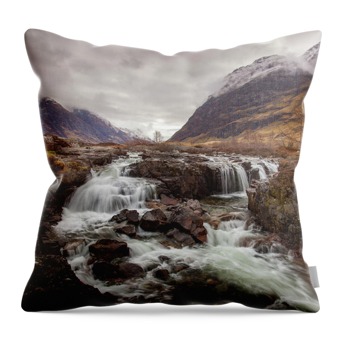 River Coe Throw Pillow featuring the photograph River Coe, Glencoe - winter by Anita Nicholson