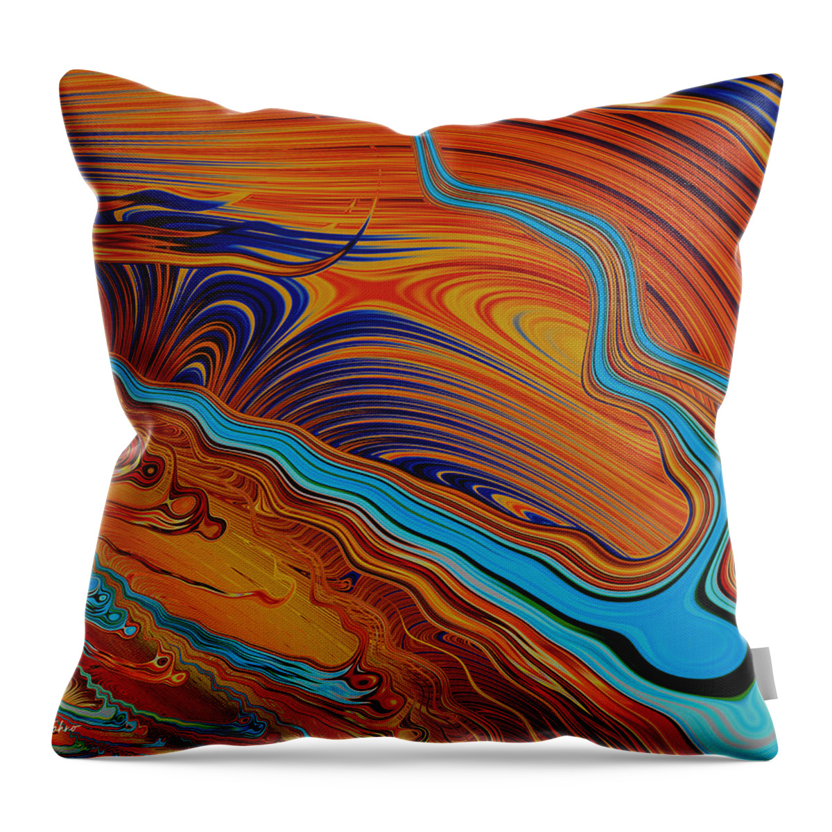 Abstract Throw Pillow featuring the photograph River Delta - Abstract by Barbara Zahno