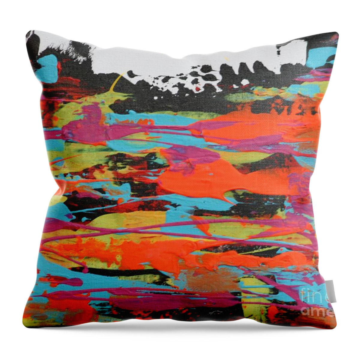 Fiery Colors Throw Pillow featuring the painting River of Fire by Jean Clarke