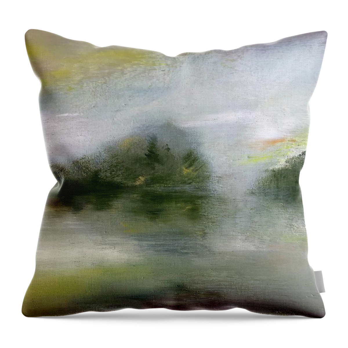 Riverbend Throw Pillow featuring the painting Riverbend by Roger Clarke