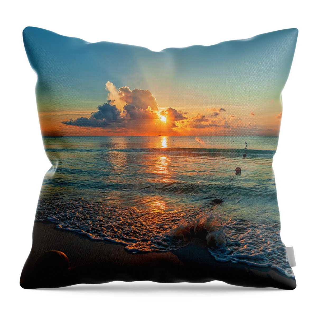 Adventure Throw Pillow featuring the photograph Riviera Maya Sunrise by Charles Dobbs