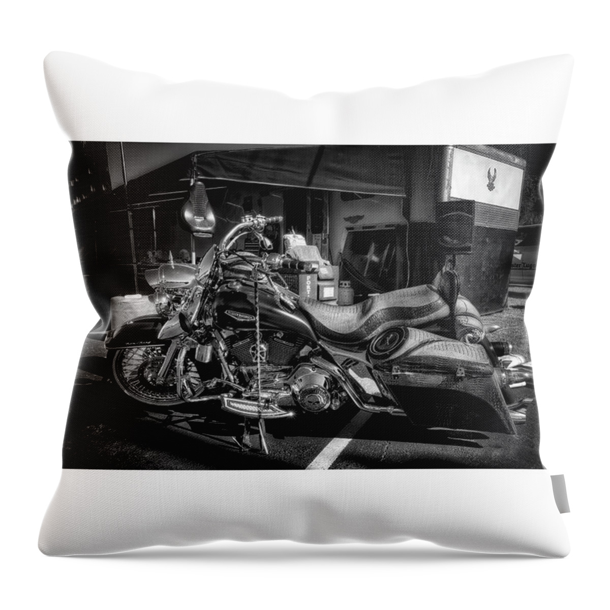 Black&white Throw Pillow featuring the photograph Road King 2 by ARTtography by David Bruce Kawchak
