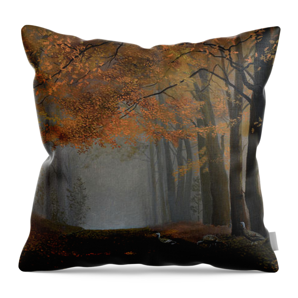 Turkey Throw Pillow featuring the painting Road to Grousehaven by Charles Owens