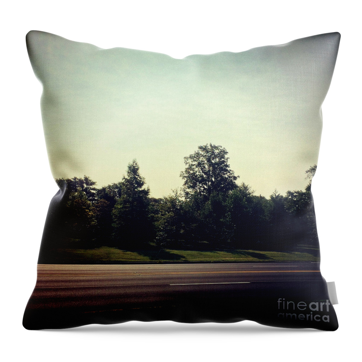 Square Format Throw Pillow featuring the photograph Roadside Trees by Frank J Casella