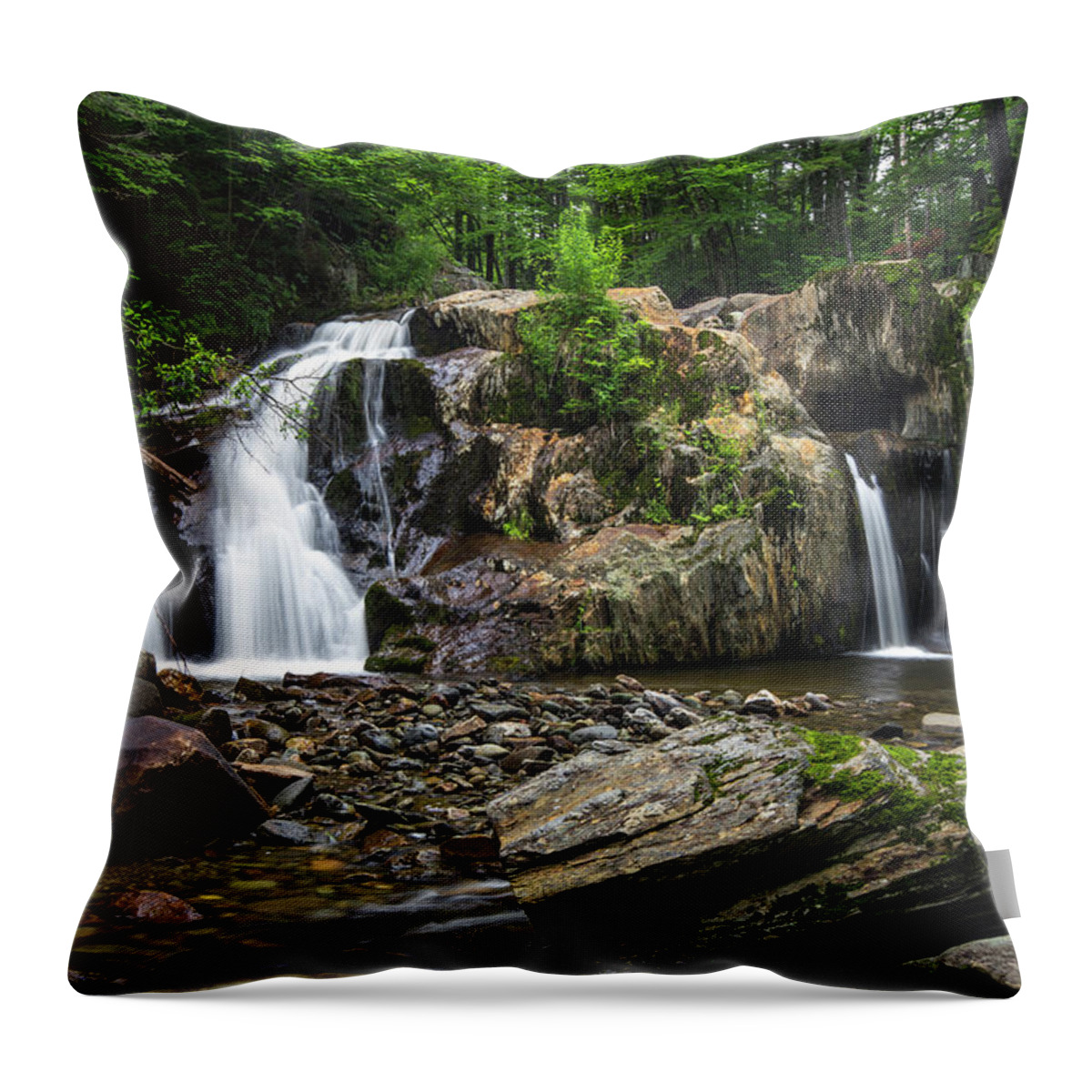 Roaring Throw Pillow featuring the photograph Roaring Brook Waterfall by White Mountain Images