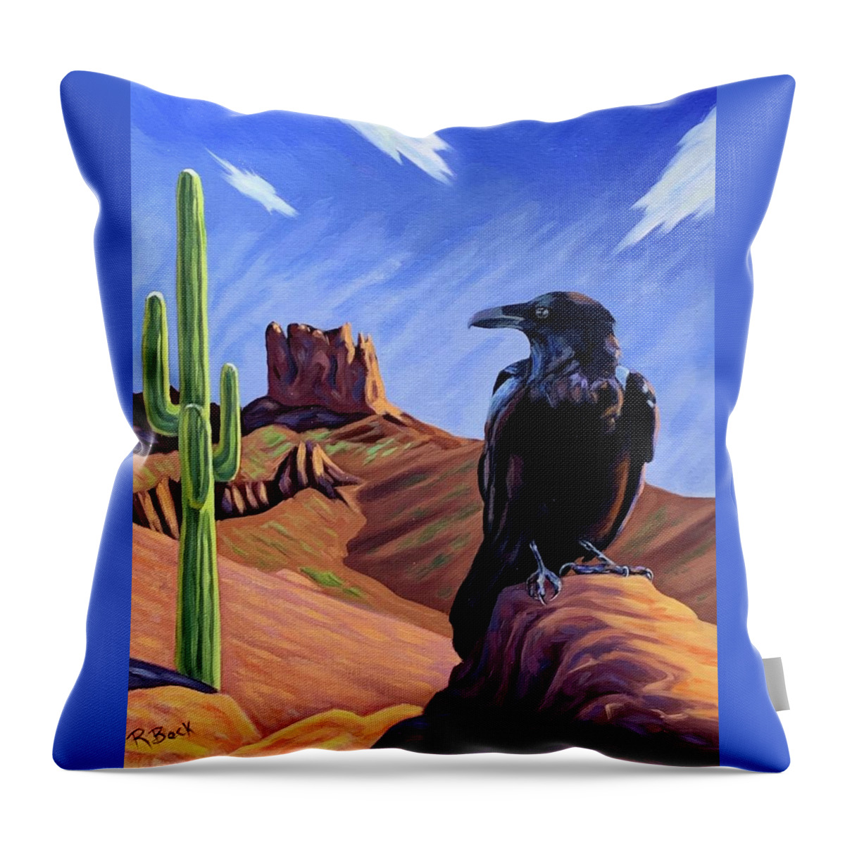 Raven Throw Pillow featuring the painting Robber's Rest by Rachel Suzanne Beck