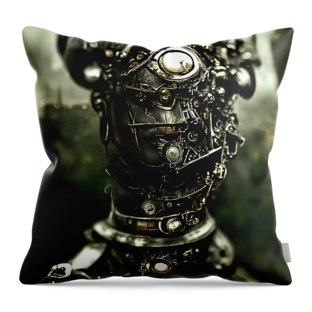 Scifi Throw Pillow featuring the painting Robo-Sapiens, 05 by AM FineArtPrints