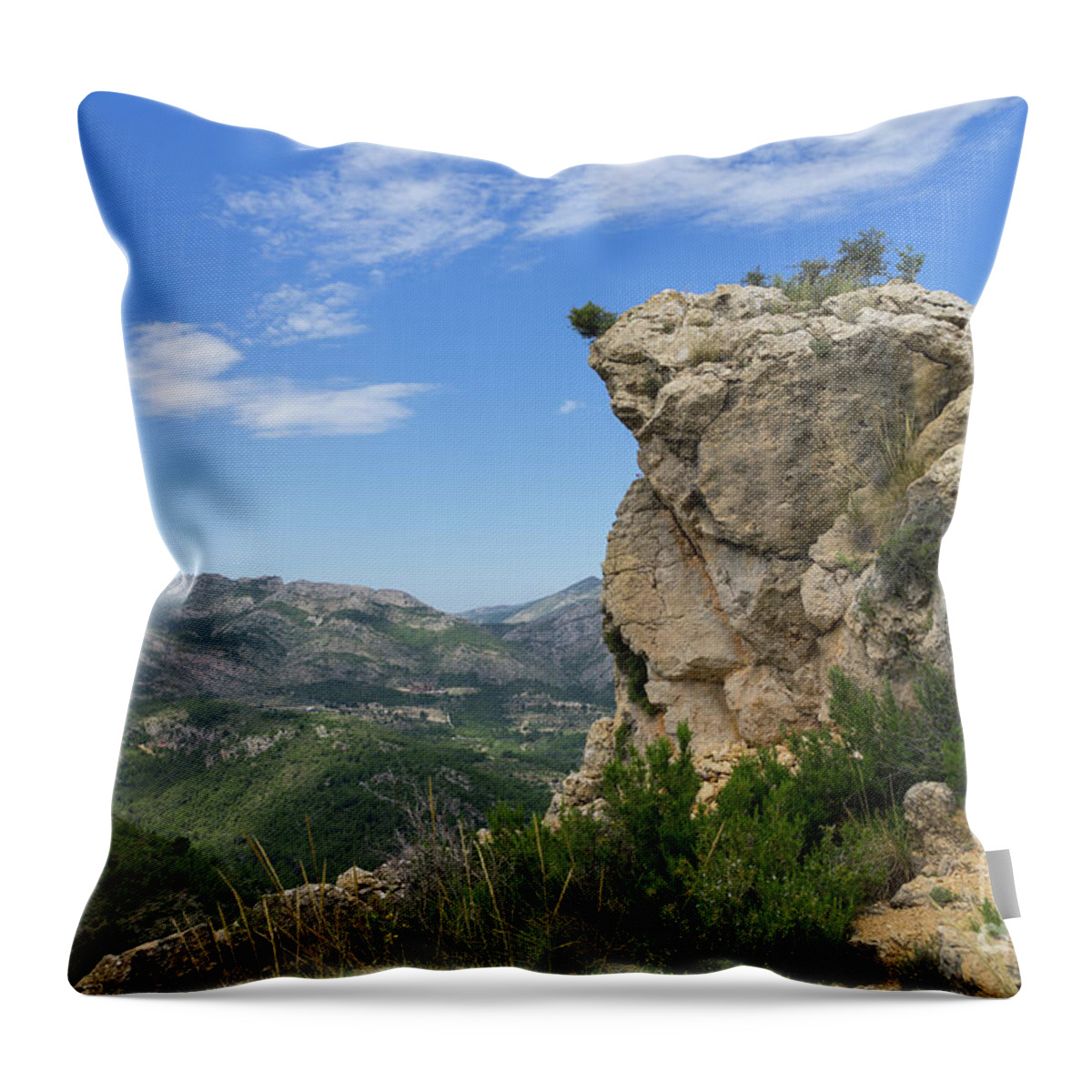 Mountains Throw Pillow featuring the photograph Rock formation and wide mountain landscape by Adriana Mueller