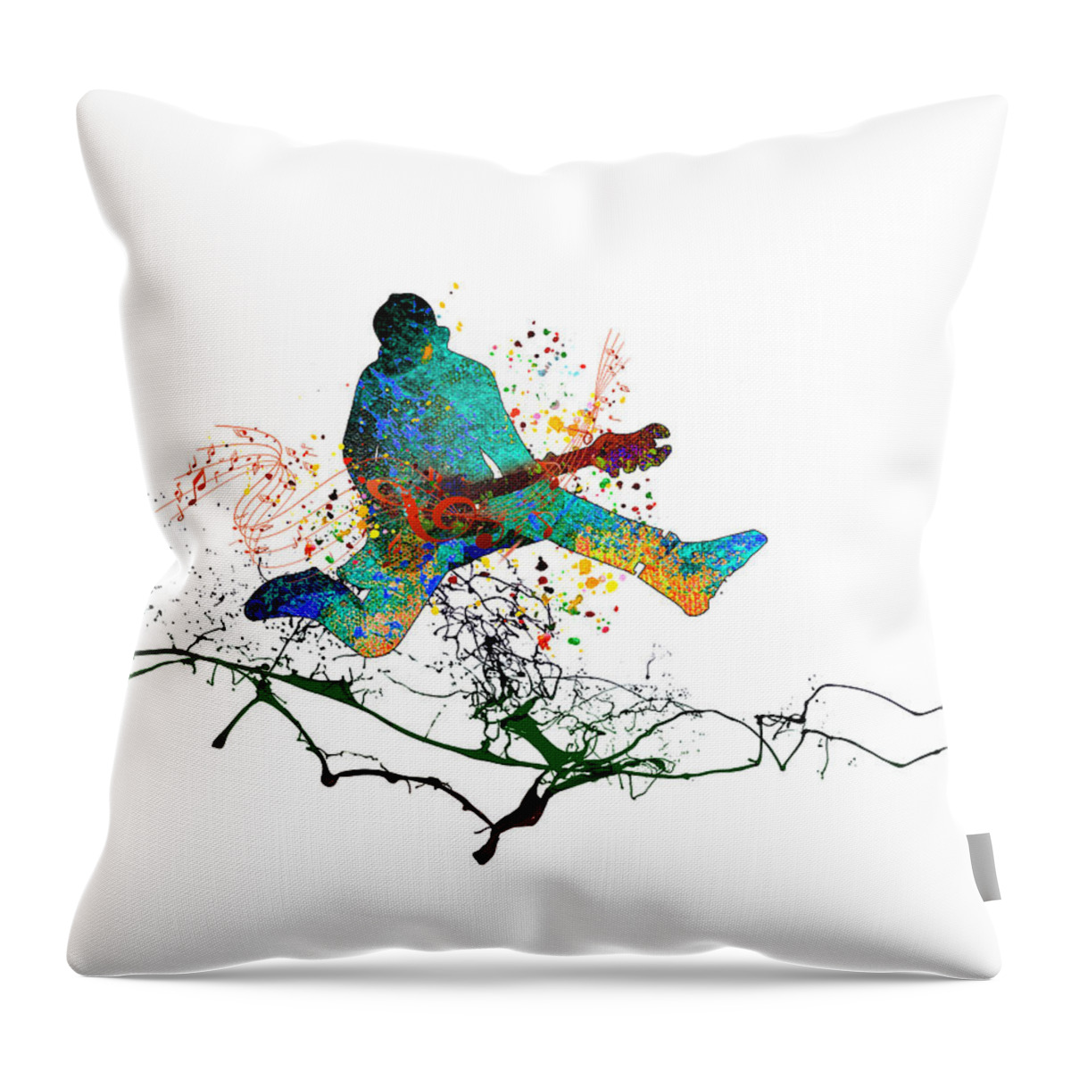Watercolour Throw Pillow featuring the mixed media Rock Passion 01 by Miki De Goodaboom