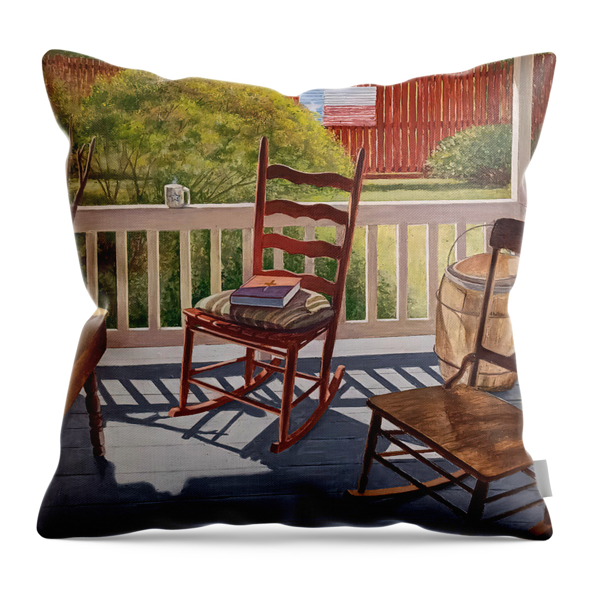 Rocking Throw Pillow featuring the painting Rockin Coffee by Randy Welborn