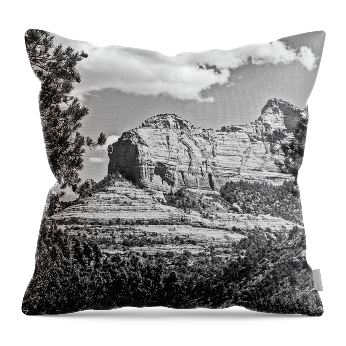 Arizona Throw Pillow featuring the photograph Rocks From A Far B/W by Gordon Sarti