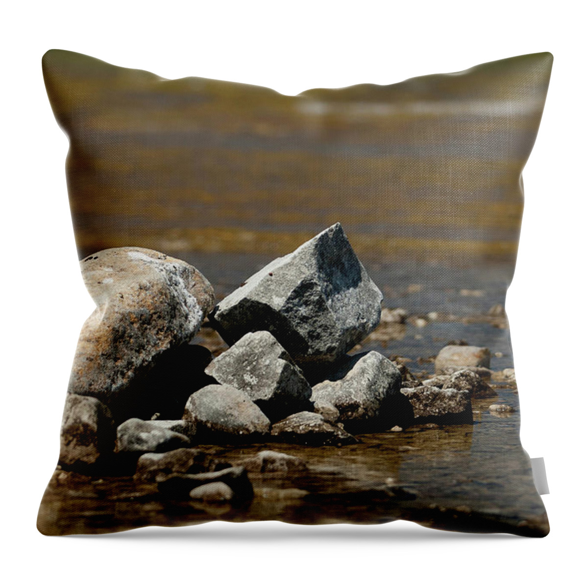 Rocks Throw Pillow featuring the photograph Rocks in the Water by Rich S