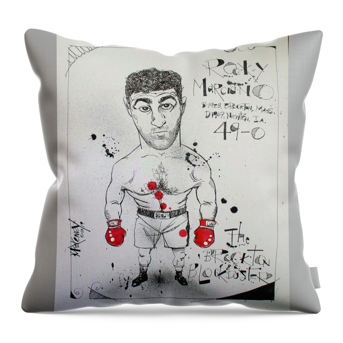  Throw Pillow featuring the photograph Rocky Marciano by Phil Mckenney