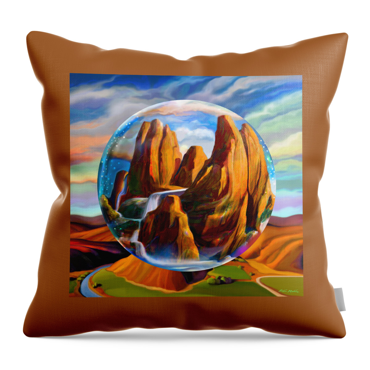 Rocky Mountains Throw Pillow featuring the digital art Rocky Mountain Falls by Robin Moline