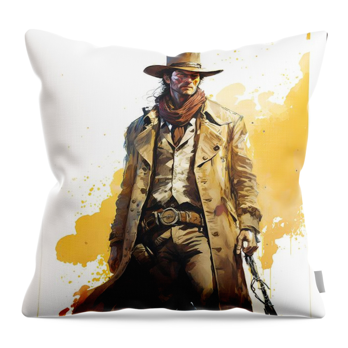 Rogue Jungle Cowboy Throw Pillow featuring the digital art Rogue Jungle Cowboy by Caito Junqueira