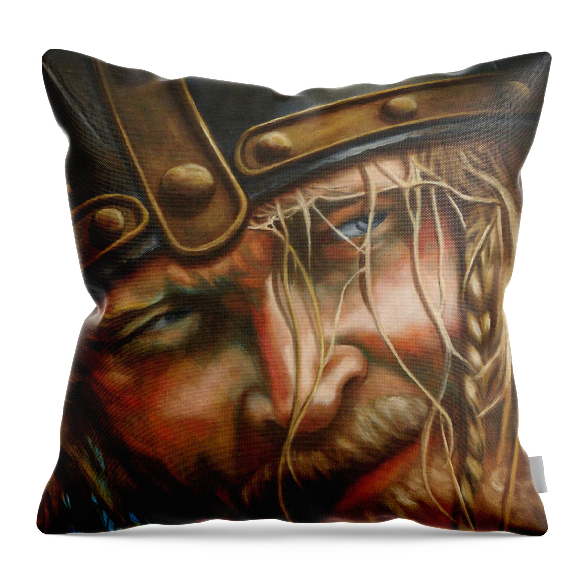 Barbarian Throw Pillow featuring the painting Rogue by Ken Kvamme