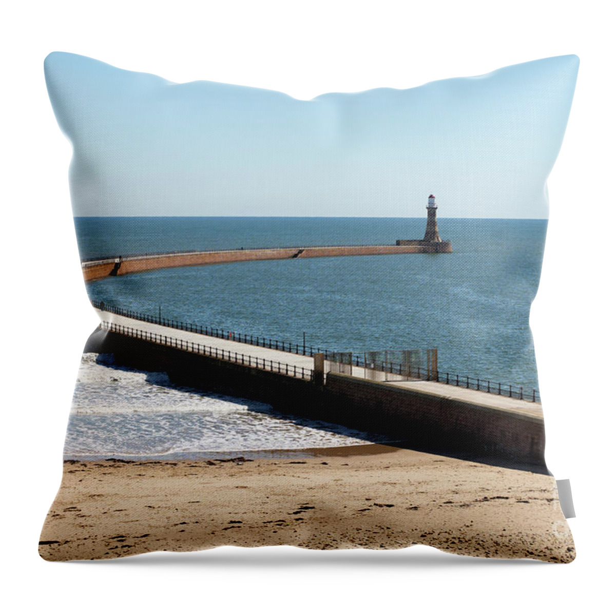 Roker Throw Pillow featuring the photograph Roker Pier by Bryan Attewell