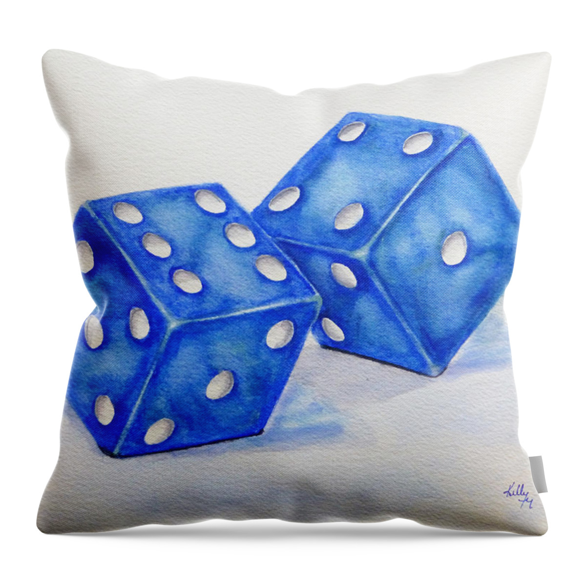 Dice Throw Pillow featuring the painting Roll the Dice by Kelly Mills
