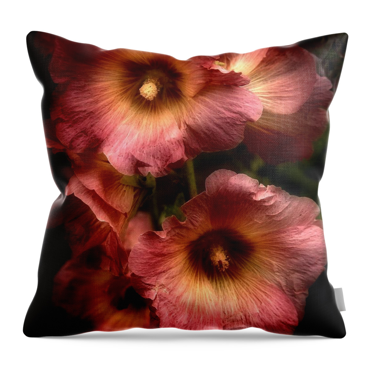 Flowers Throw Pillow featuring the photograph Romantic Hollyhock 2021 by Richard Cummings